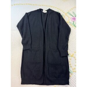 by‎ Anthropologie Black Open Front Cardigan Sweater Knit Cozy Small S